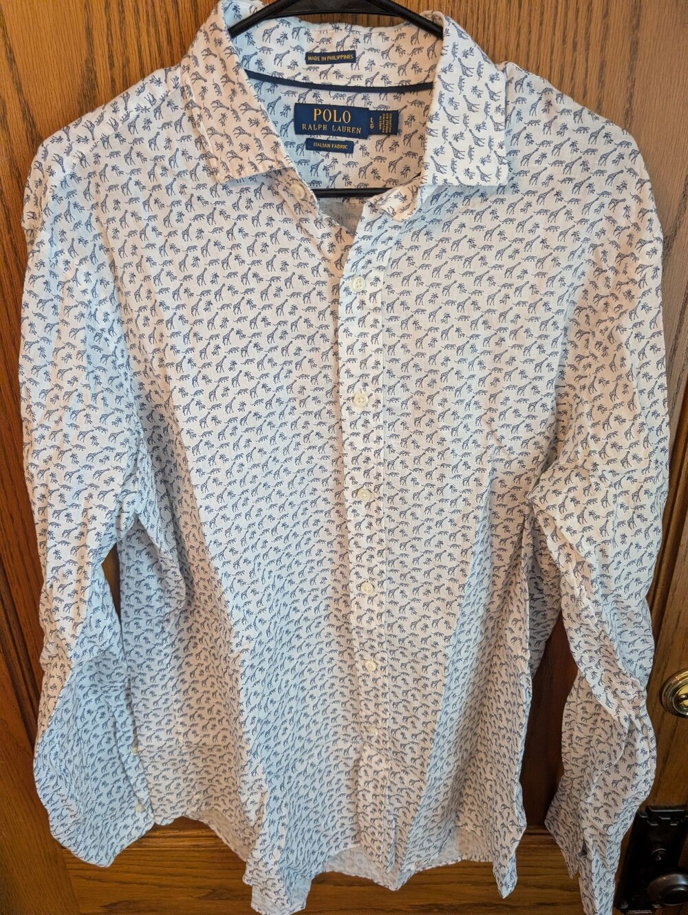 Polo Ralph Lauren Giraffe Button Shirt Italian Fabric Linen Cotton
